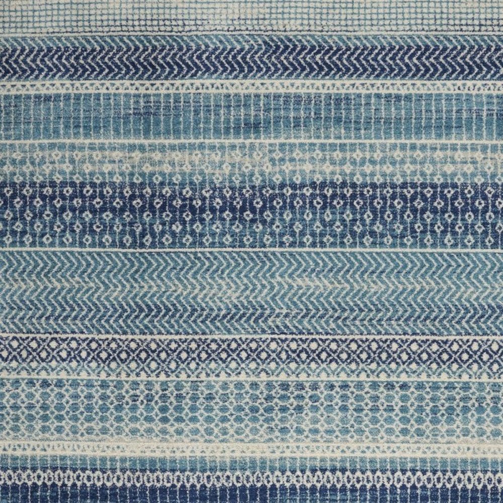 4' X 6' Navy Blue And Ivory Southwestern Area Rug