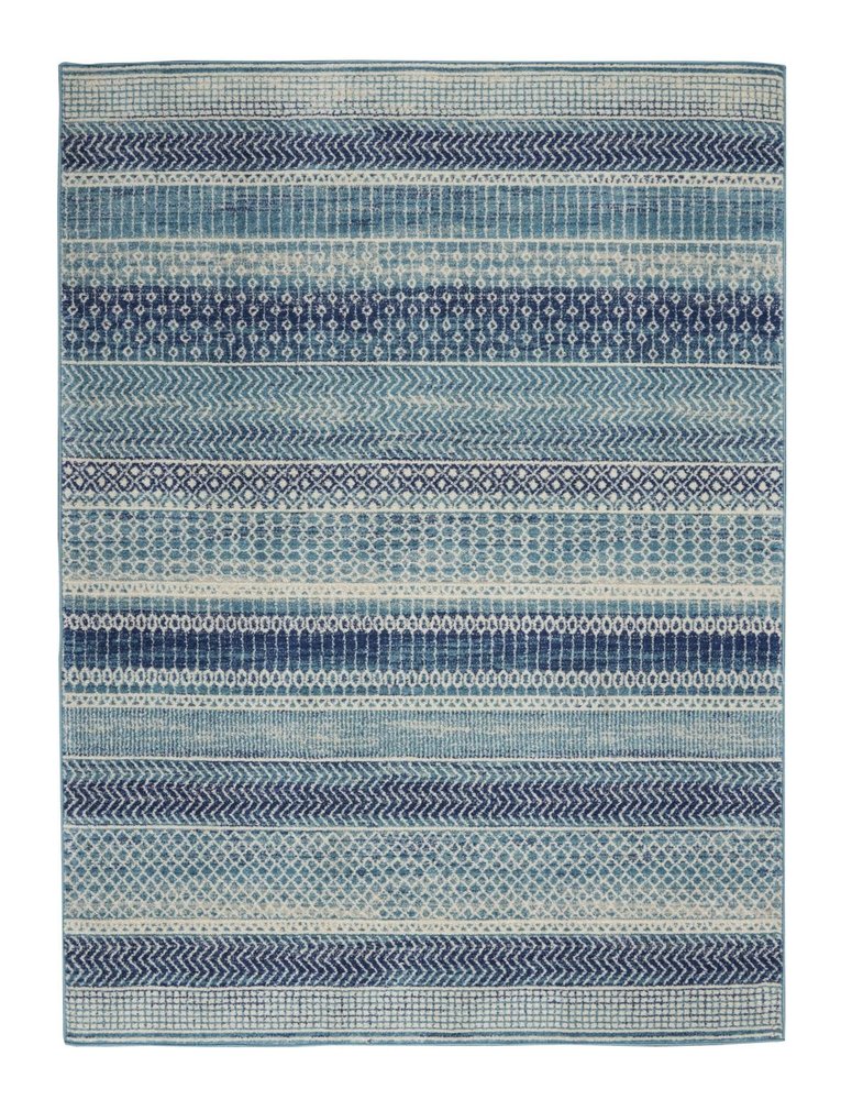4' X 6' Navy Blue And Ivory Southwestern Area Rug
