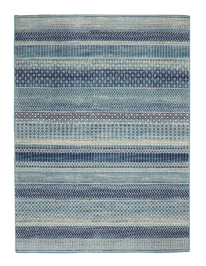 4' X 6' Navy Blue And Ivory Southwestern Area Rug