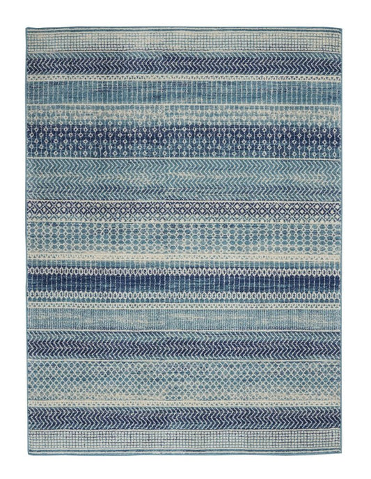 4' X 6' Navy Blue And Ivory Southwestern Area Rug