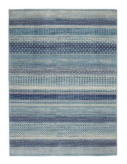 4' X 6' Navy Blue And Ivory Southwestern Area Rug