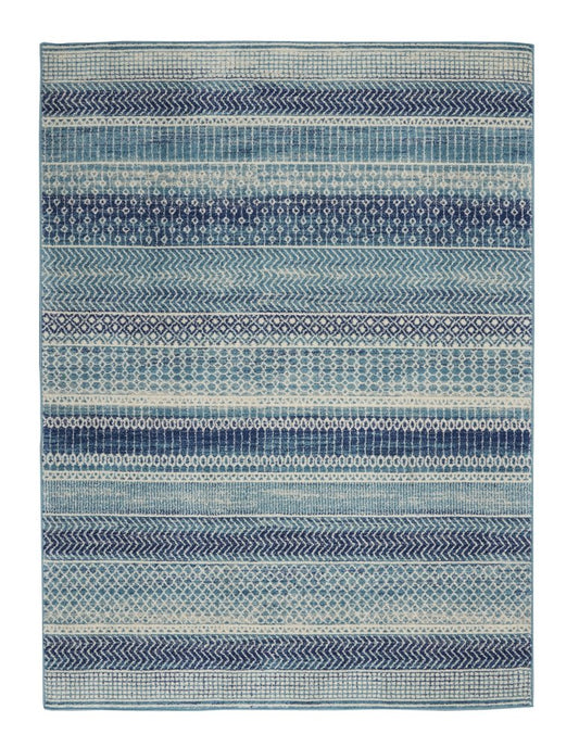 4' X 6' Navy Blue And Ivory Southwestern Area Rug