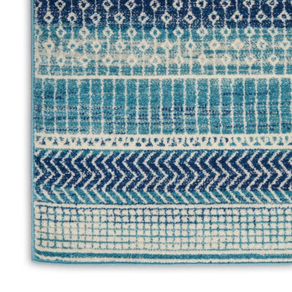 4' X 6' Navy Blue And Ivory Southwestern Area Rug