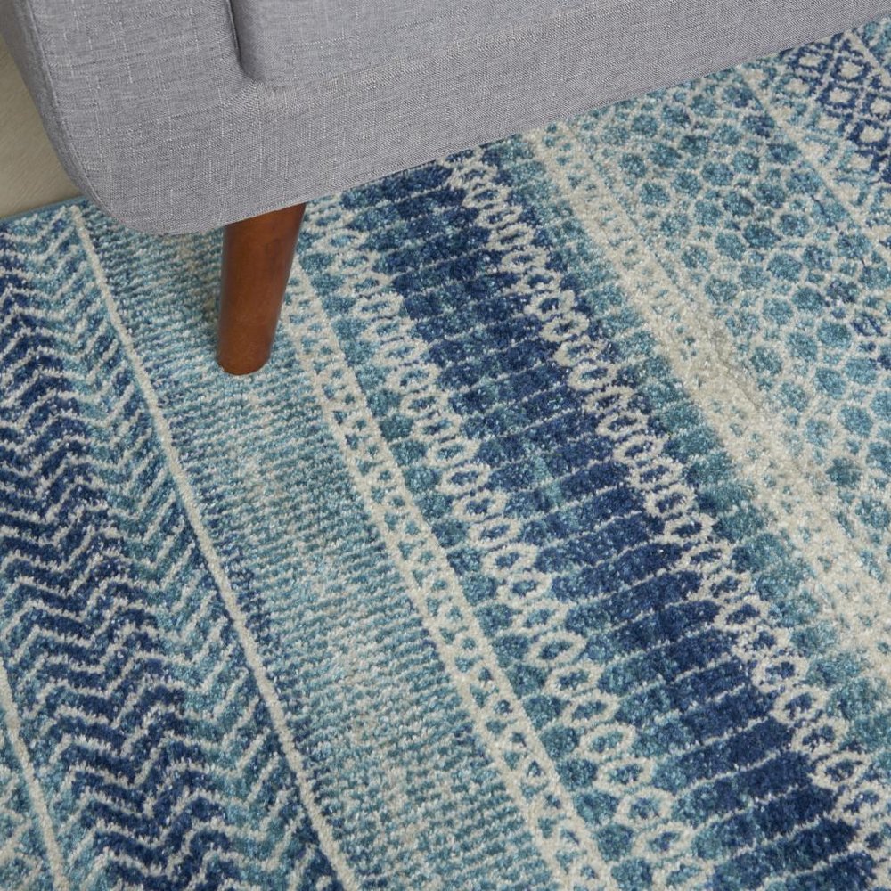 4' X 6' Navy Blue And Ivory Southwestern Area Rug