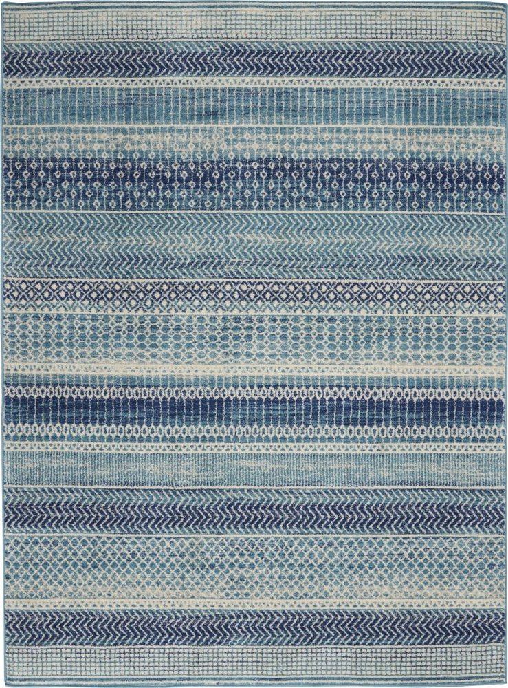 4' X 6' Navy Blue And Ivory Southwestern Area Rug