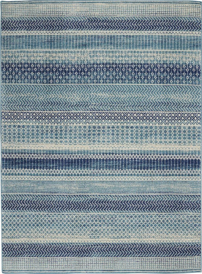 4' X 6' Navy Blue And Ivory Southwestern Area Rug