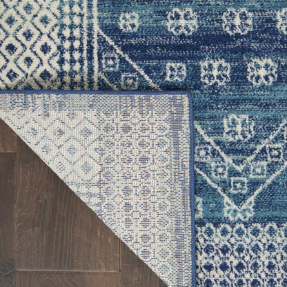 5' X 7' Navy Blue And Ivory Tribal Area Rug
