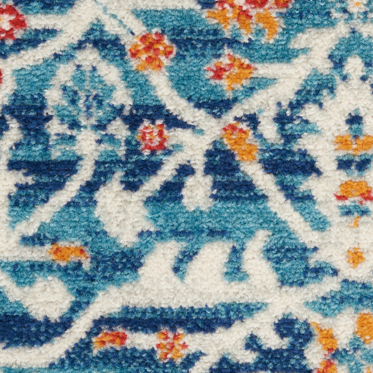 8' X 10' Blue And Ivory Floral Power Loom Area Rug