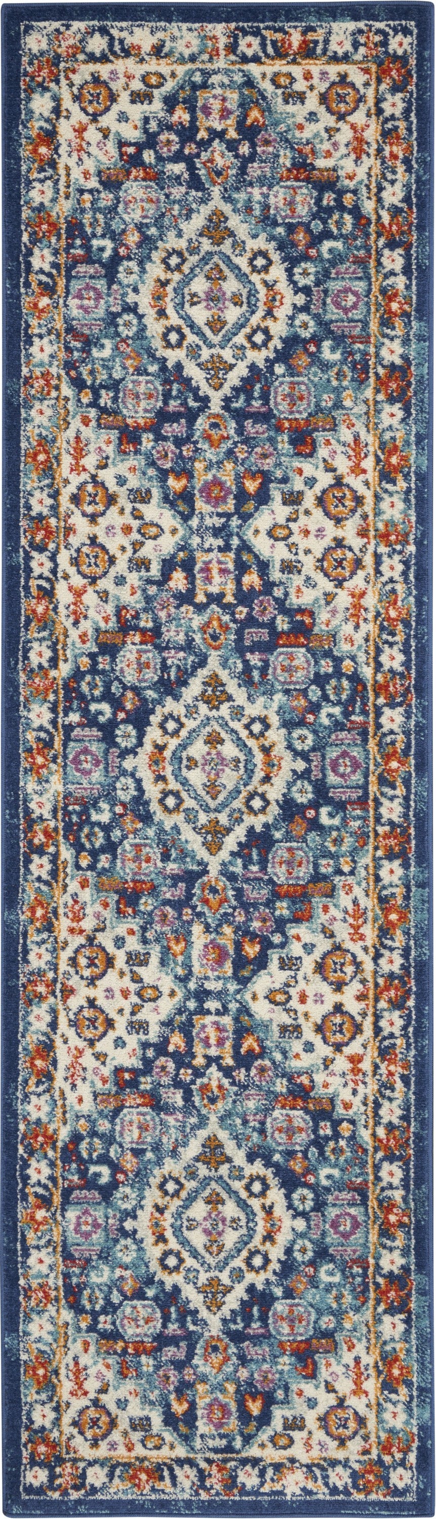 4' X 6' Blue And Ivory Power Loom Area Rug