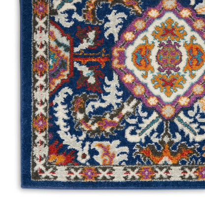 4' X 6' Blue And Ivory Oriental Area Rug