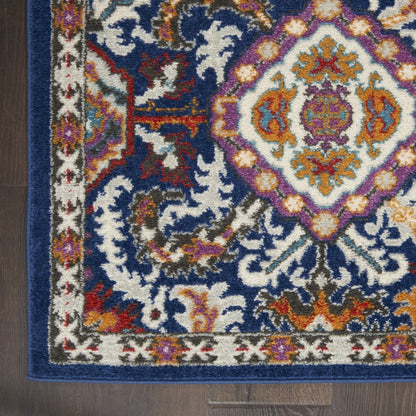 4' X 6' Blue And Ivory Oriental Area Rug