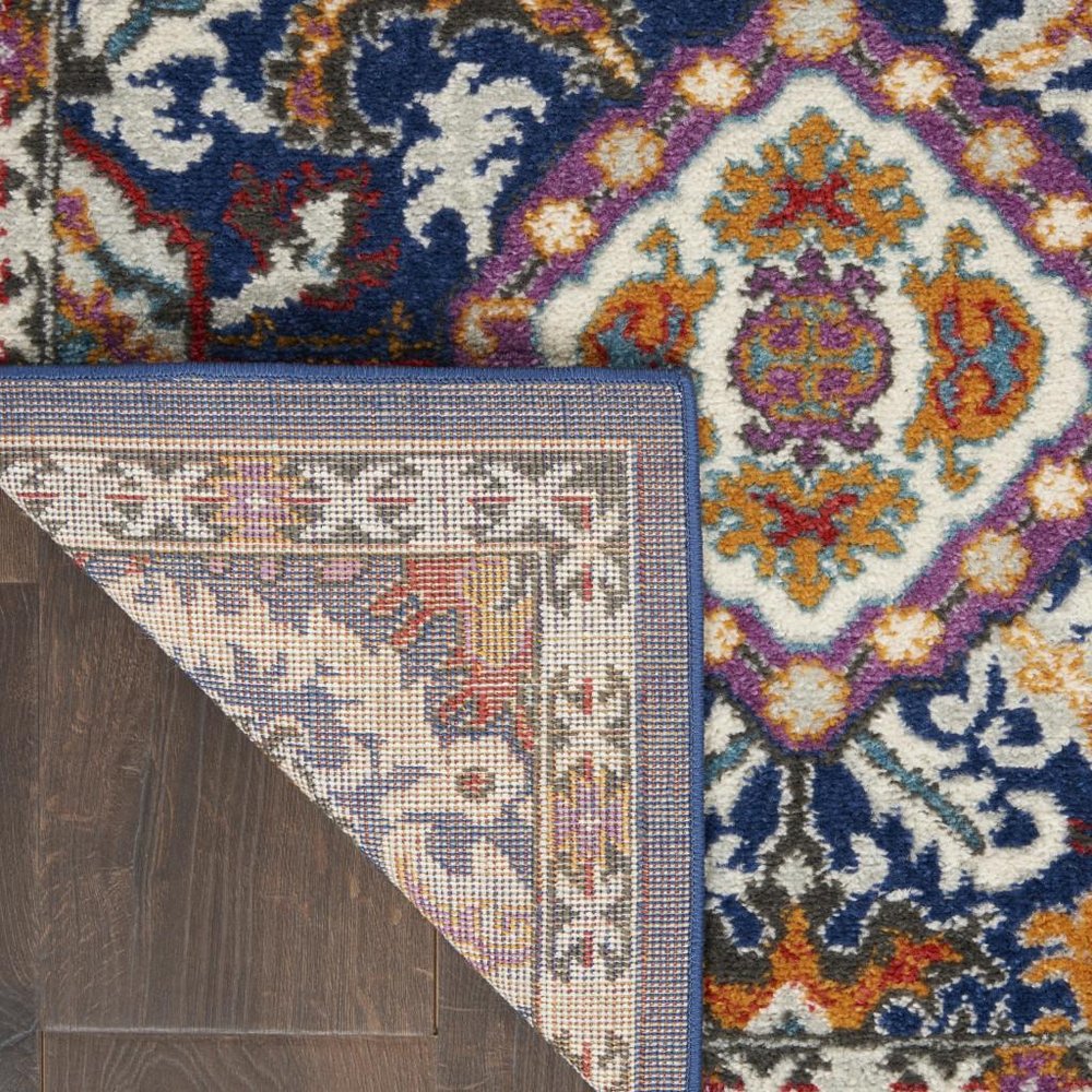 2' X 3' Blue And Ivory Oriental Area Rug