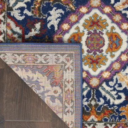 4' X 6' Blue And Ivory Oriental Area Rug