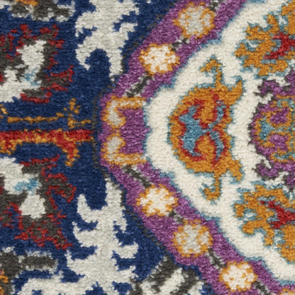 2' X 3' Blue And Ivory Oriental Area Rug