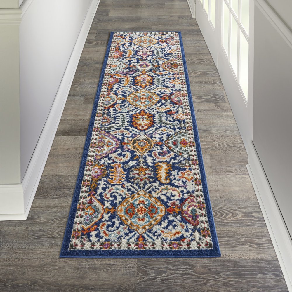 4' X 6' Blue And Ivory Oriental Area Rug
