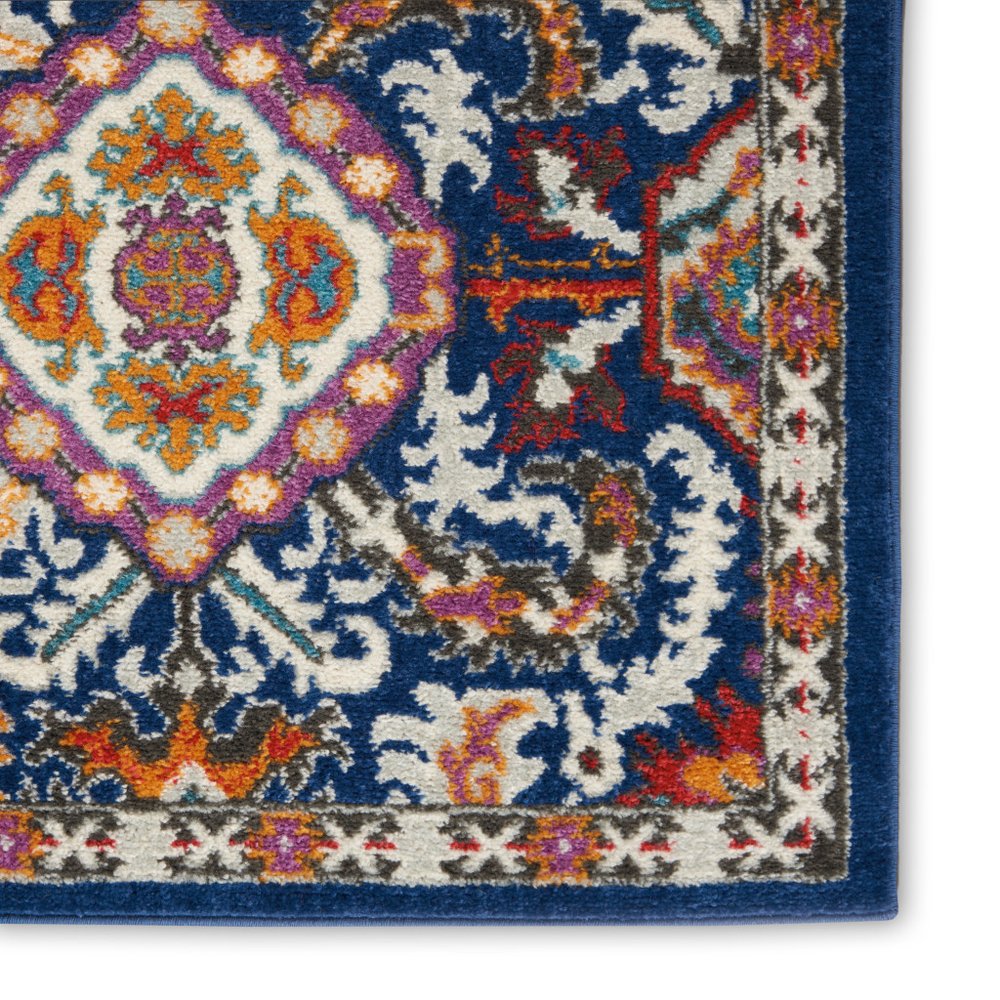 4' X 6' Blue And Ivory Oriental Area Rug