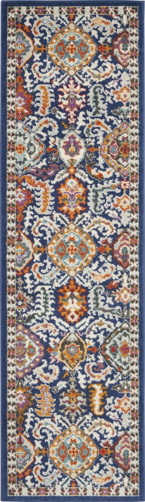 4' X 6' Blue And Ivory Oriental Area Rug