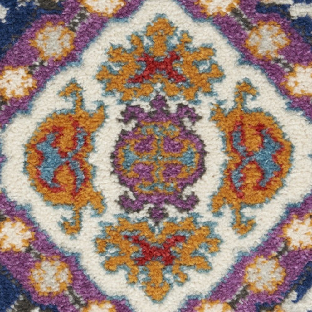 2' X 3' Blue And Ivory Oriental Area Rug