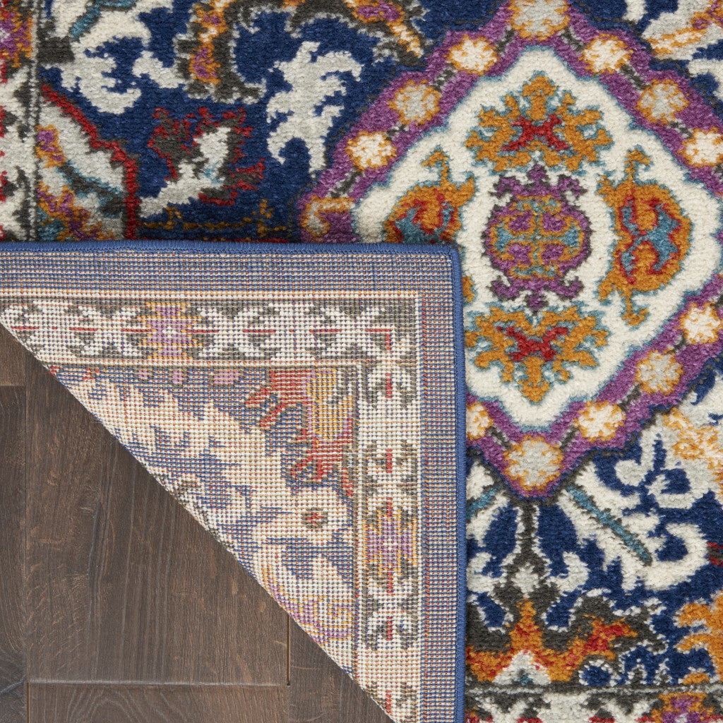 4' X 6' Blue And Ivory Oriental Area Rug