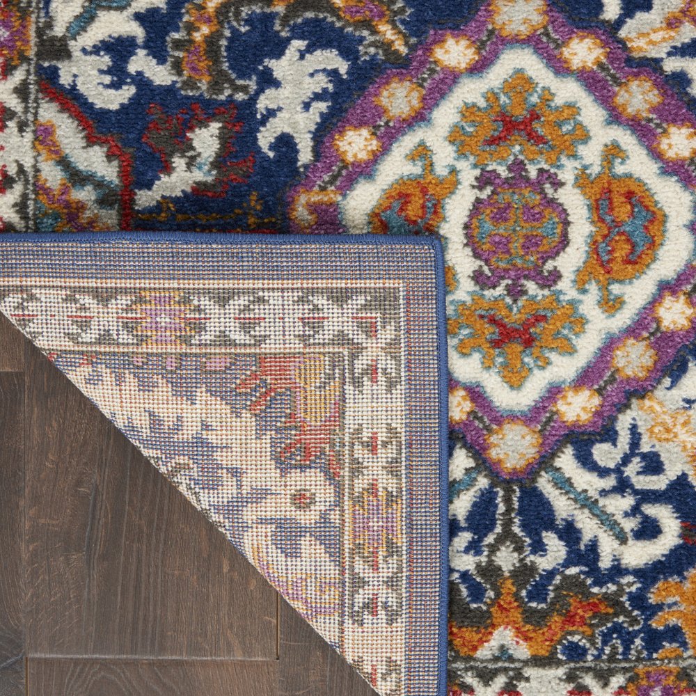 4' X 6' Blue And Ivory Oriental Area Rug