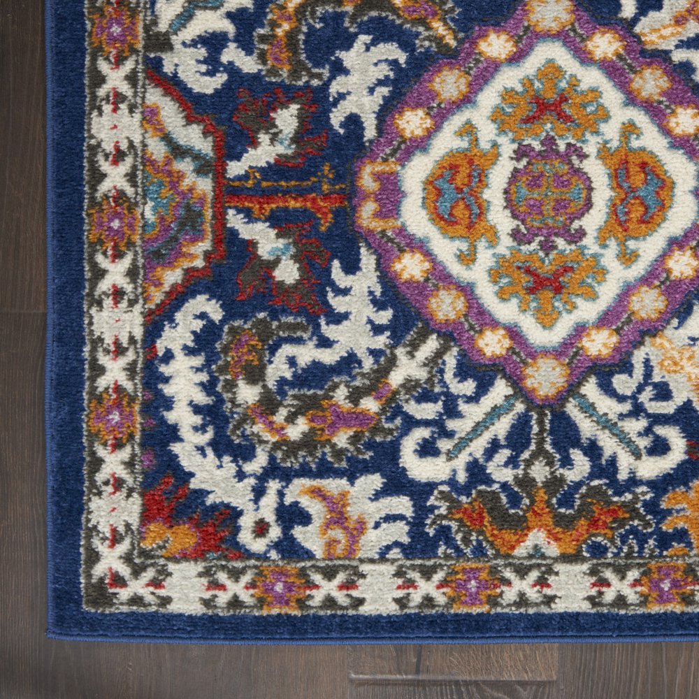 4' X 6' Blue And Ivory Oriental Area Rug