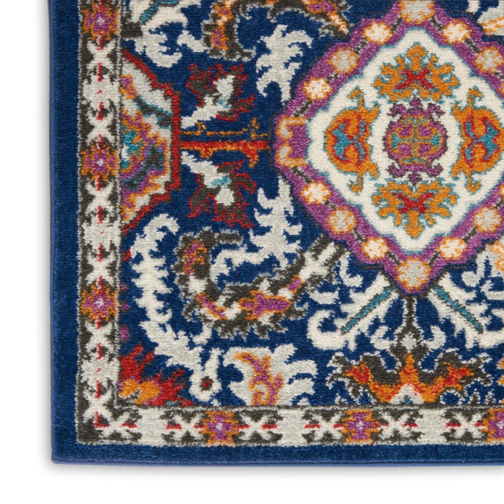 4' X 6' Blue And Ivory Oriental Area Rug