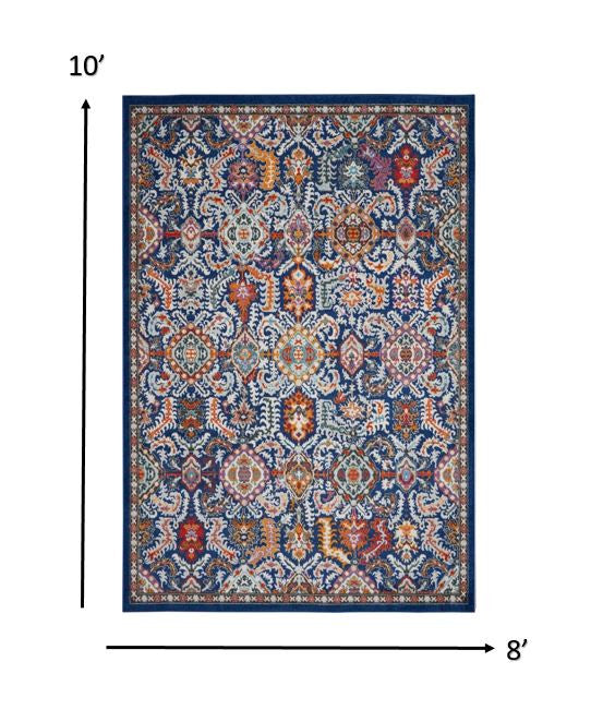 2' X 3' Blue And Ivory Power Loom Area Rug