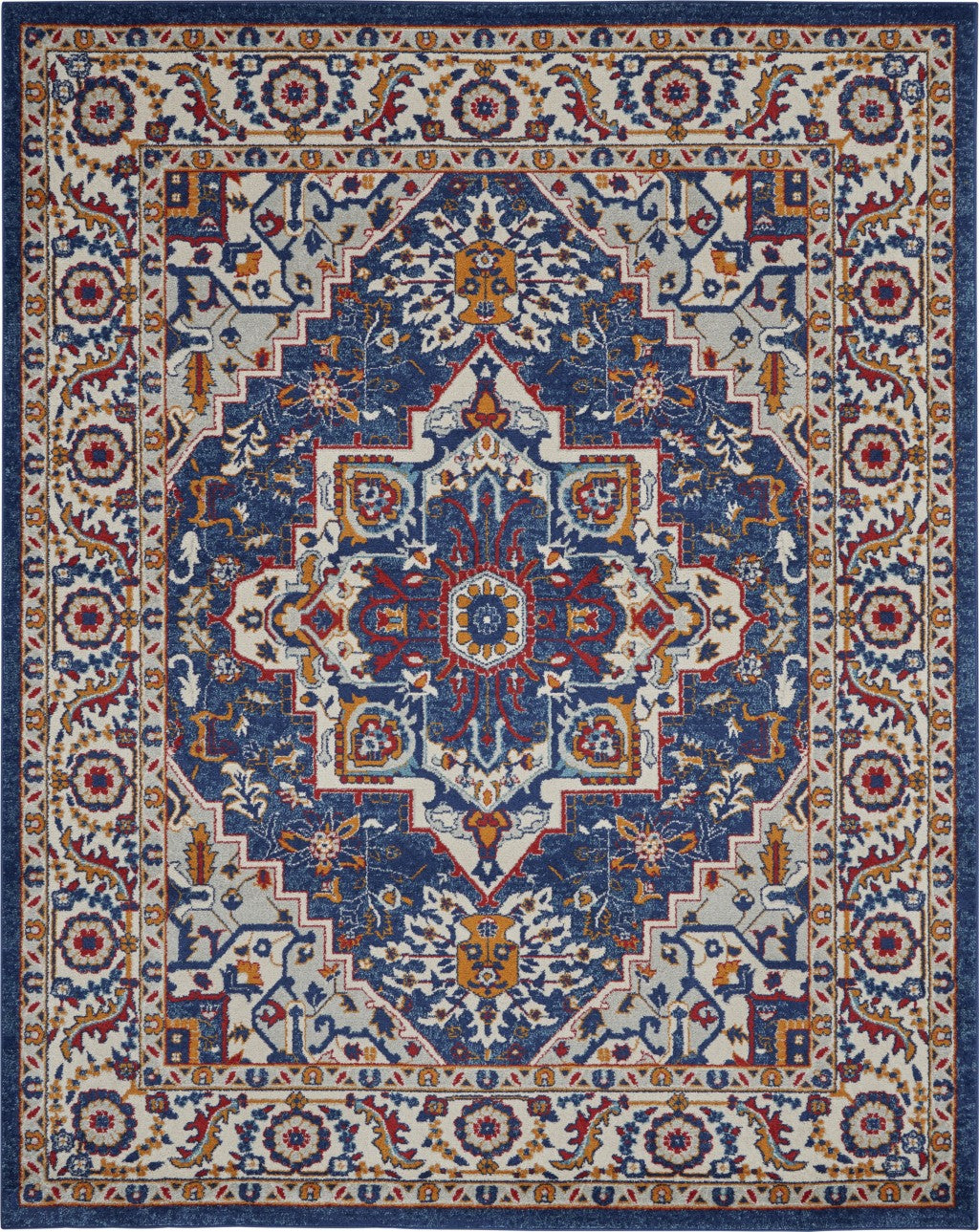 4' X 6' Blue And Ivory Power Loom Area Rug