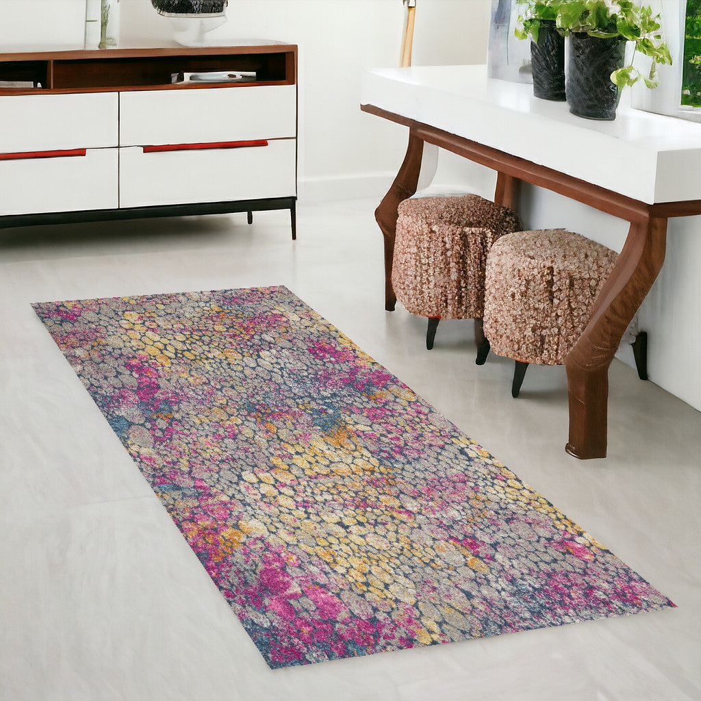 4' X 6' Pink And Ivory Coral Power Loom Area Rug