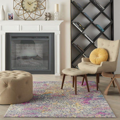 5' X 7' Yellow And Gray Abstract Area Rug