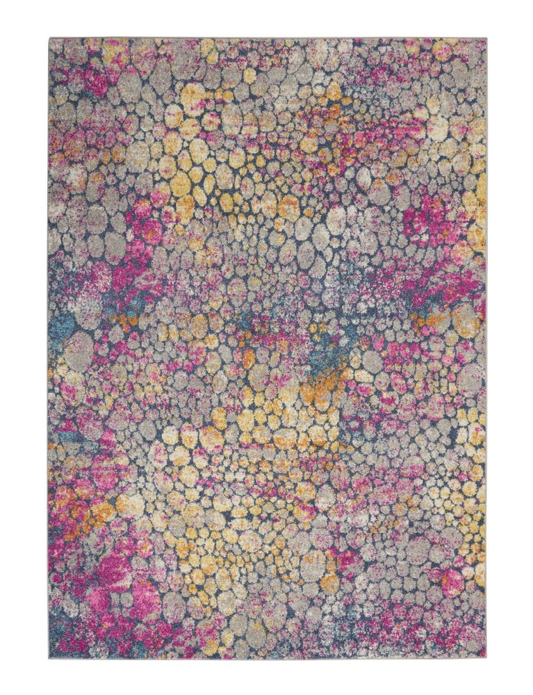 5' X 7' Yellow And Gray Abstract Area Rug