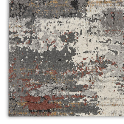 5' X 7' Yellow And Gray Abstract Area Rug