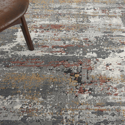 5' X 7' Yellow And Gray Abstract Area Rug