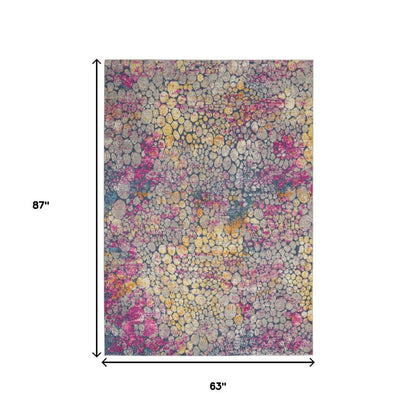 8' X 10' Yellow And Gray Abstract Area Rug