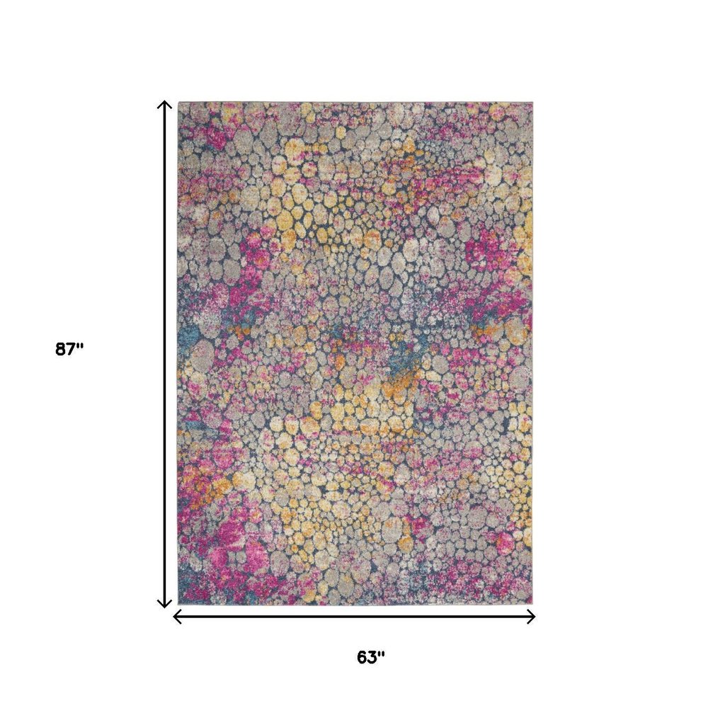 5' X 7' Yellow And Gray Abstract Area Rug