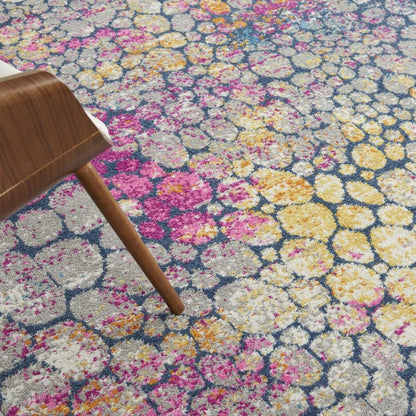 5' X 7' Yellow And Gray Abstract Area Rug