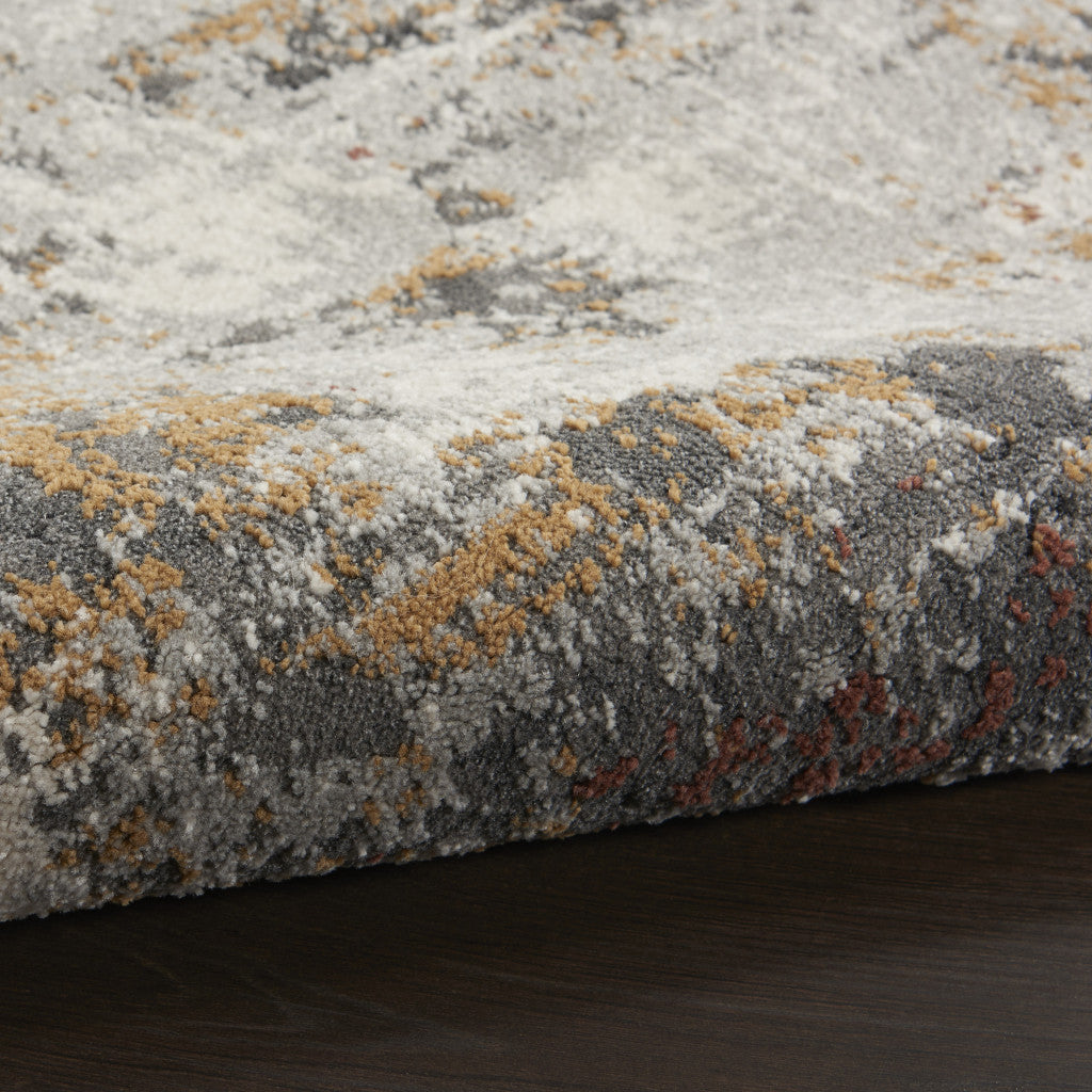 5' X 7' Yellow And Gray Abstract Area Rug