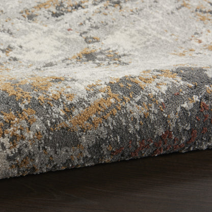 5' X 7' Yellow And Gray Abstract Area Rug