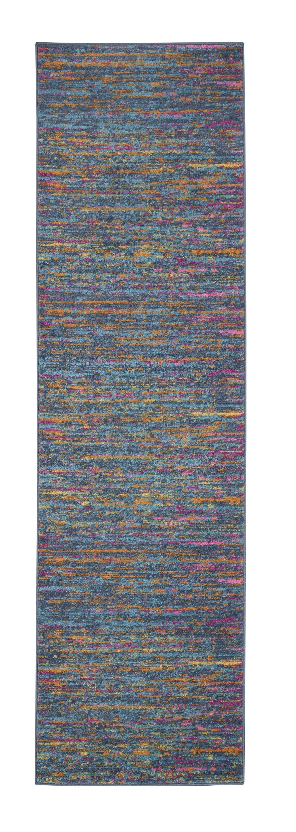 5' X 7' Blue And Orange Abstract Power Loom Area Rug