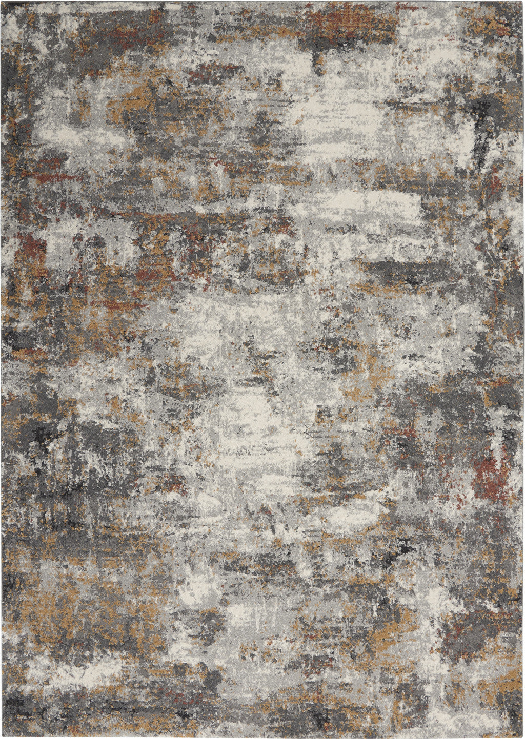 6' Blue And Orange Abstract Distressed Runner Rug