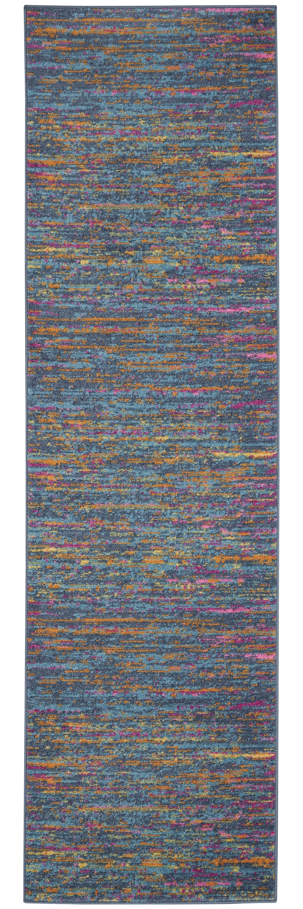 5' X 7' Blue And Orange Abstract Power Loom Area Rug