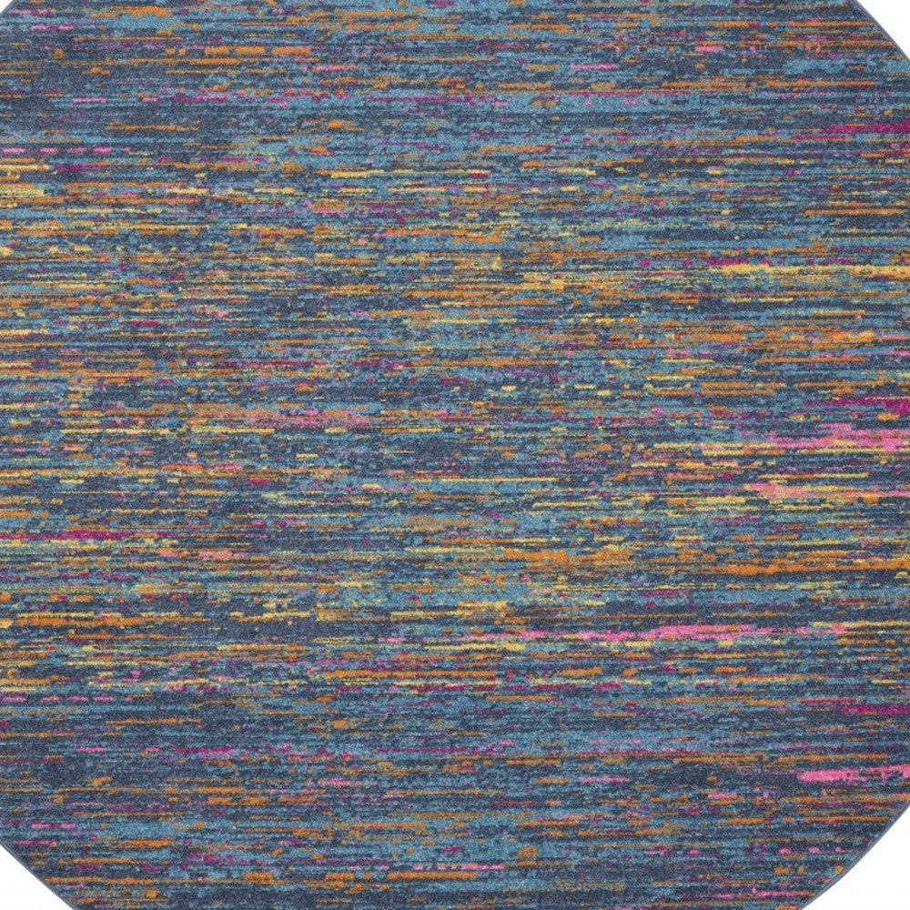 5' X 7' Blue And Orange Abstract Power Loom Area Rug