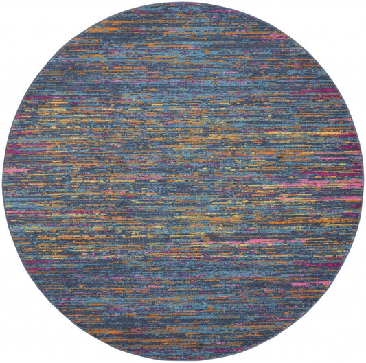 5' X 7' Blue And Orange Abstract Power Loom Area Rug