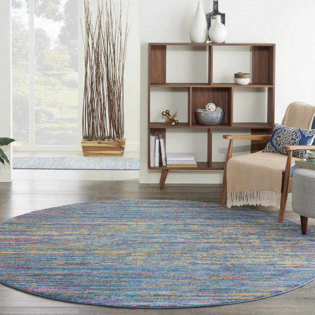 5' X 7' Blue And Orange Abstract Power Loom Area Rug
