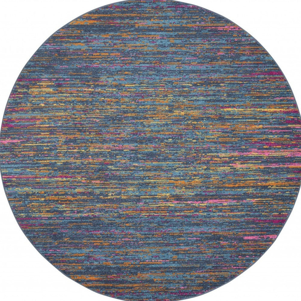 5' X 7' Blue And Orange Abstract Power Loom Area Rug