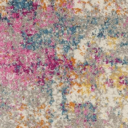 7' X 10' Ivory And Blue Abstract Area Rug