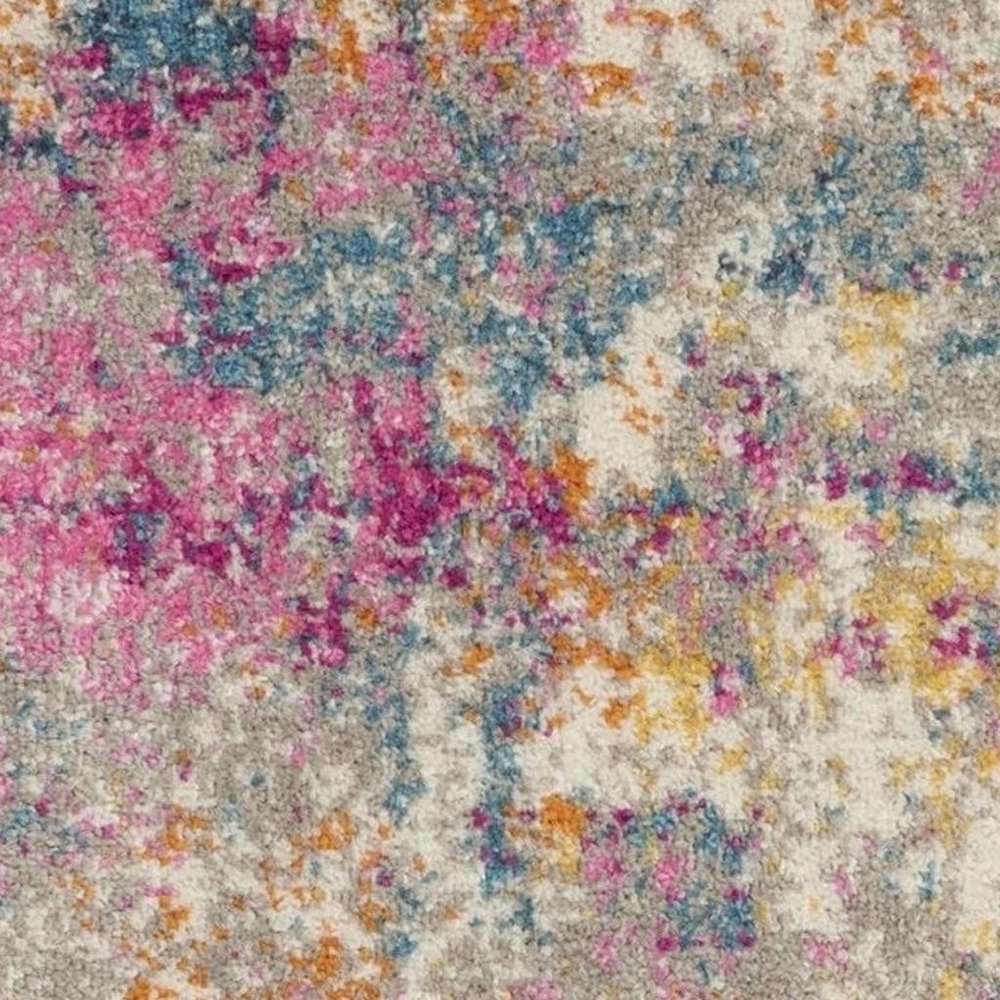 7' X 10' Ivory And Blue Abstract Area Rug