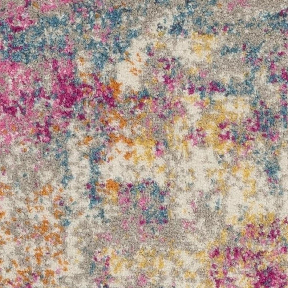 7' X 10' Ivory And Blue Abstract Area Rug