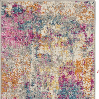 7' X 10' Ivory And Blue Abstract Area Rug