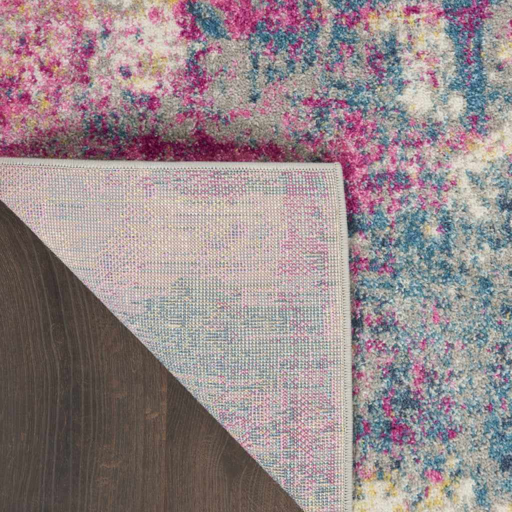 2' X 3' Blue And Pink Abstract Power Loom Area Rug